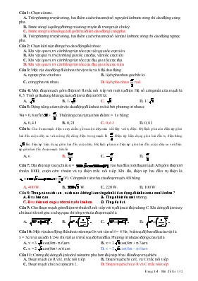 Thi trắc nghiệm học kỳ 1 vật lý 12
